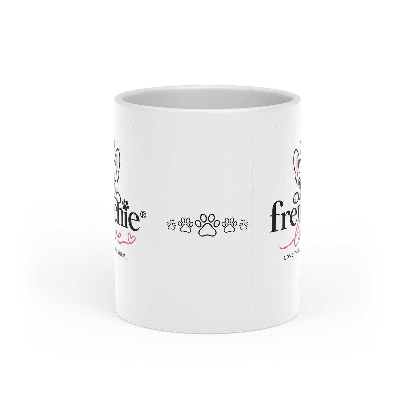 Frenchie Love Paw Print Mug – Cute Heart & Paw Coffee Cup for Dog Lovers