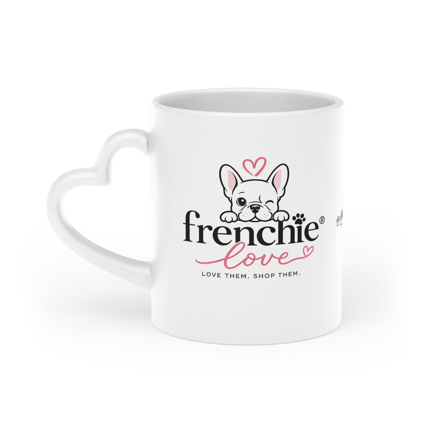 Frenchie Love Paw Print Mug – Cute Heart & Paw Coffee Cup for Dog Lovers