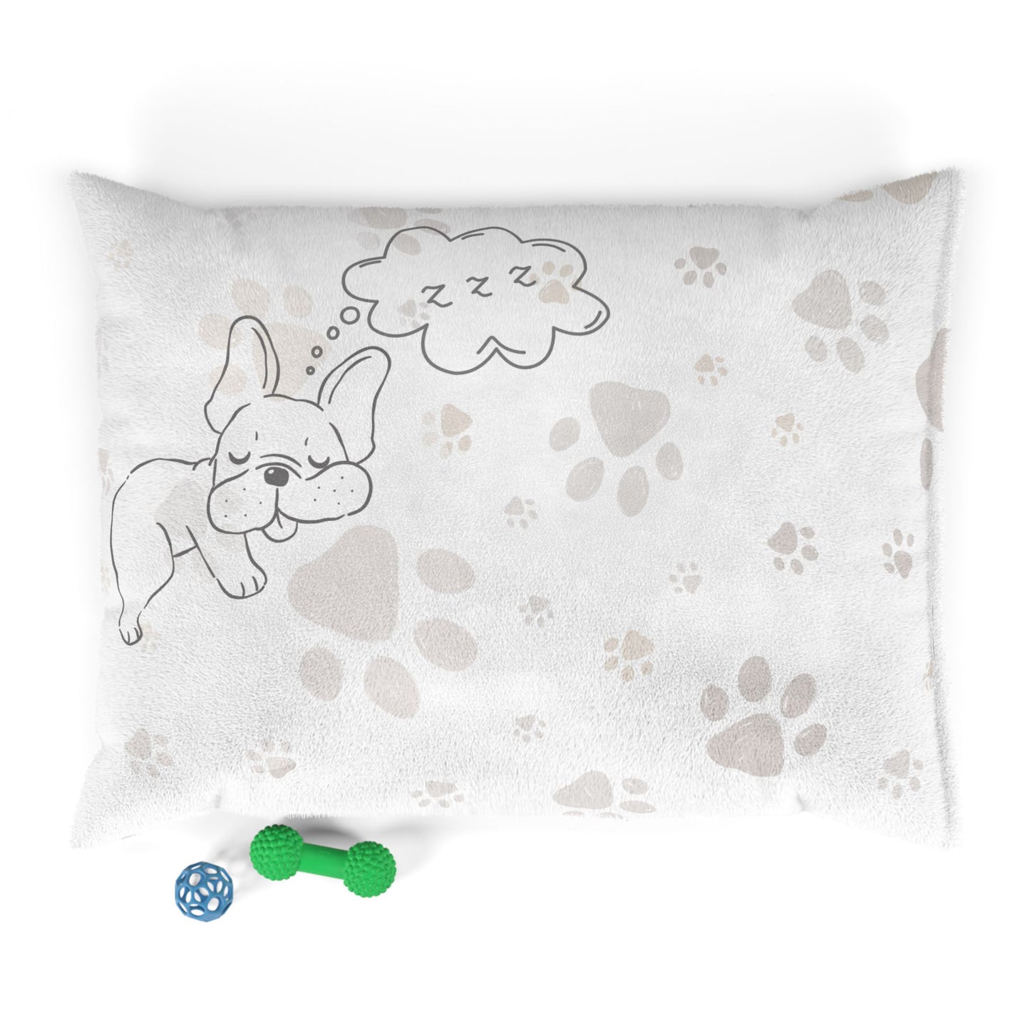 Paw Print Pet Bed — Cozy Plush Dog Bed with Sleeping Pup Design