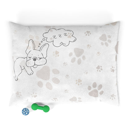 Paw Print Pet Bed — Cozy Plush Dog Bed with Sleeping Pup Design
