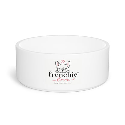 Frenchie Love Logo Ceramic Pet Bowl — Cute French Bulldog Food & Water Dish