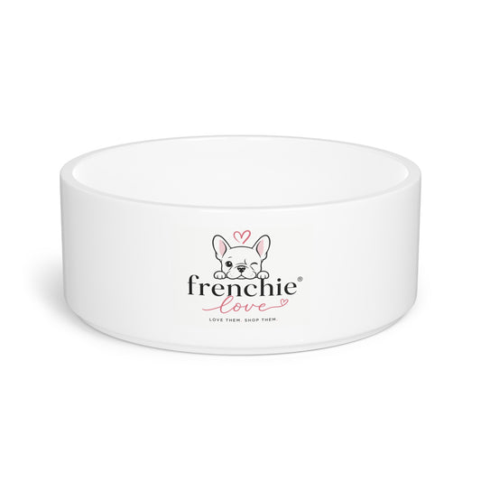 Frenchie Love Logo Ceramic Pet Bowl — Cute French Bulldog Food & Water Dish